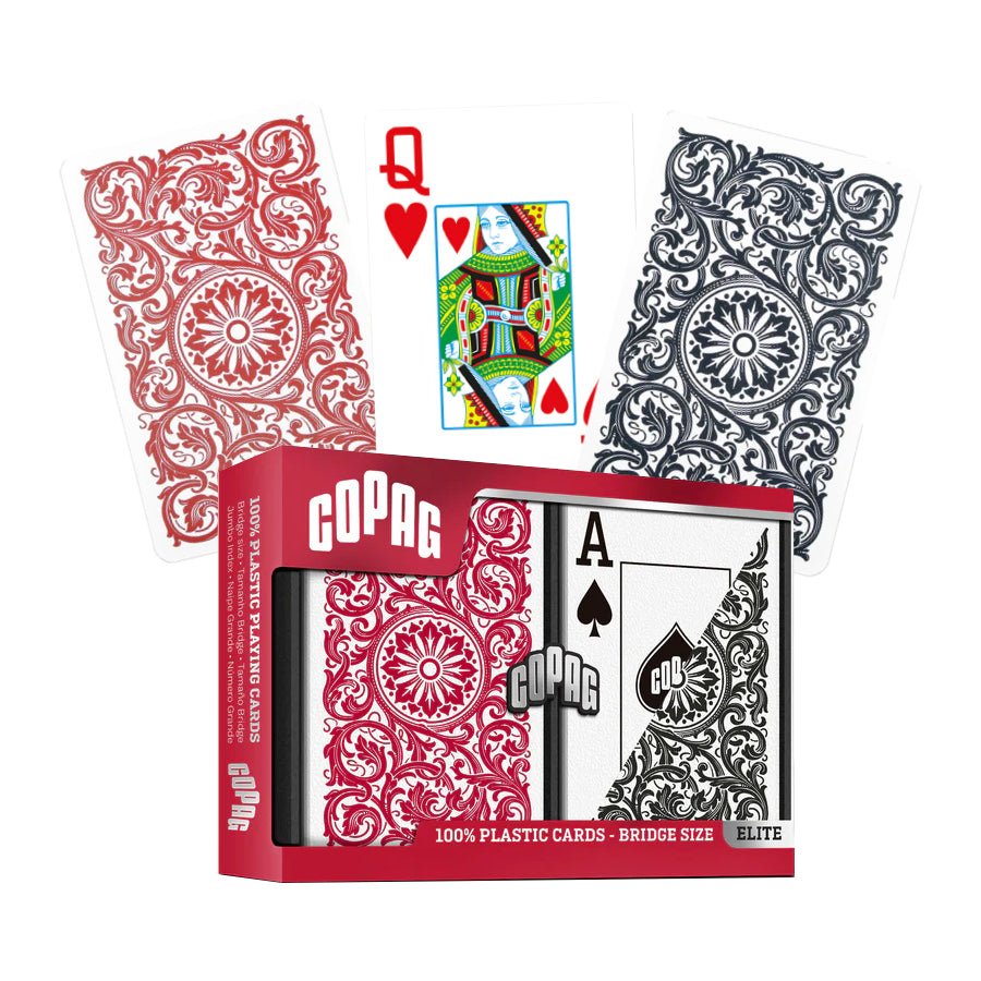 Elite Bridge Jumbo index žaidimo kortos dviguba kaladė (raudonos ir juodos) Copag - OBUOLYS