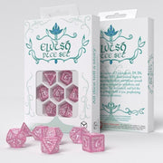 Elvish Žvilgančios rožinės ir baltos sp. Dice Set Q - workshop - OBUOLYS