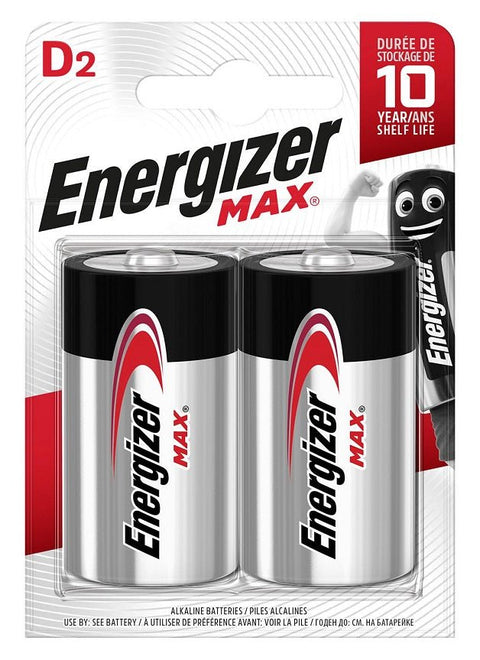 Energizer LR20 D MAX šarminės baterijos, 2 vnt - OBUOLYS