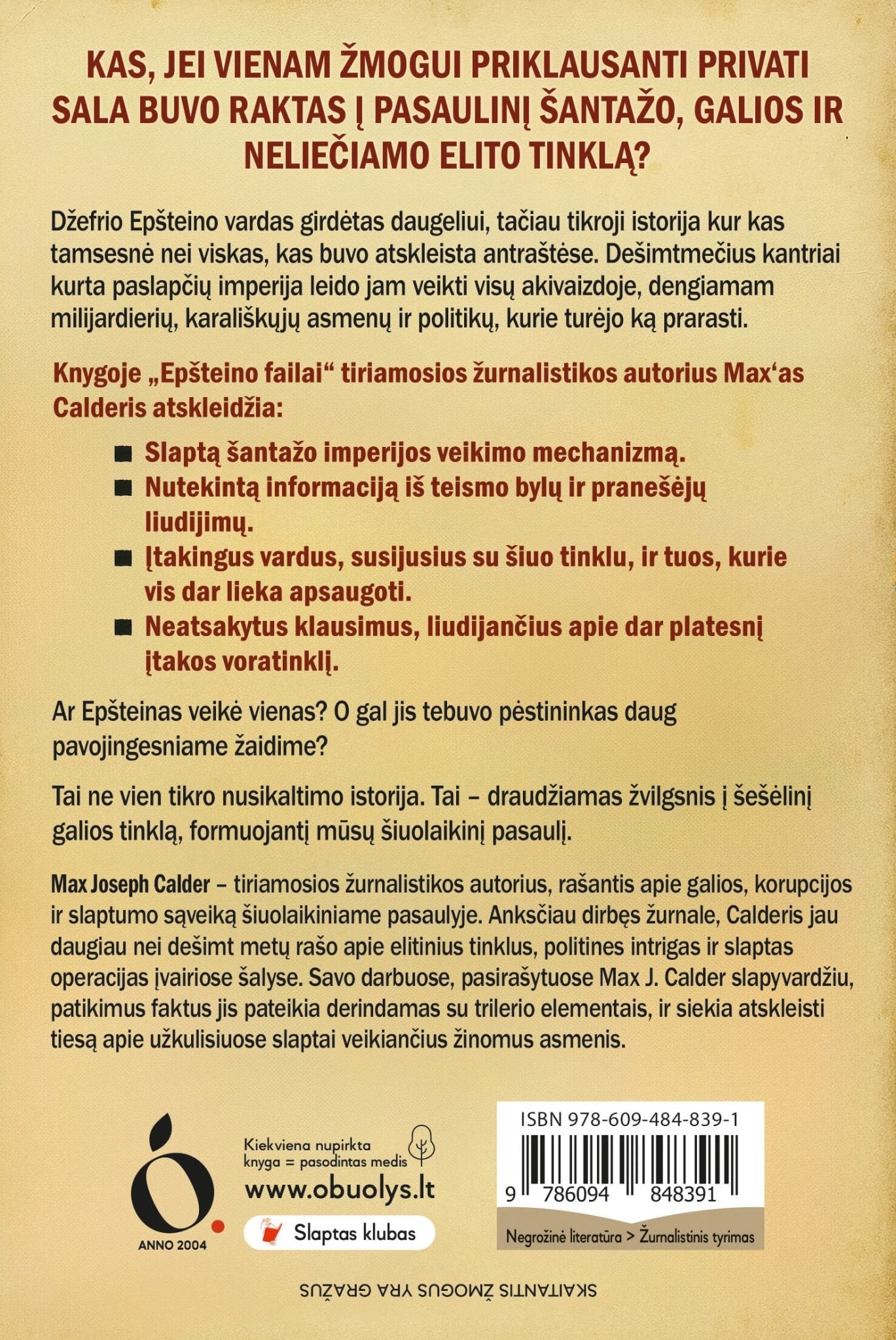 EPŠTEINO FAILAI: šantažo sala, Mossado pėdsakas ir naujasis galios veidas – nauja serija "Išsslaptinta"! - OBUOLYS