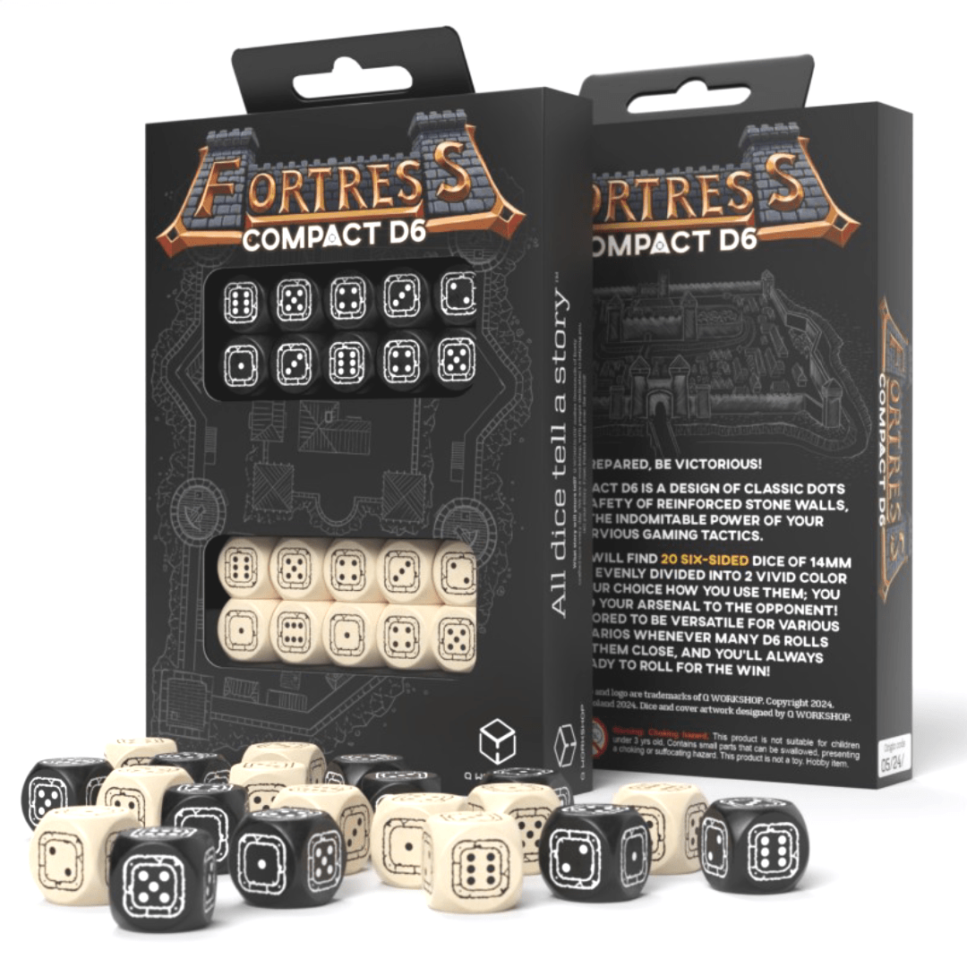 Fortress Compact D6 Black & Beige kauliukų rinkinys Q - workshop - OBUOLYS