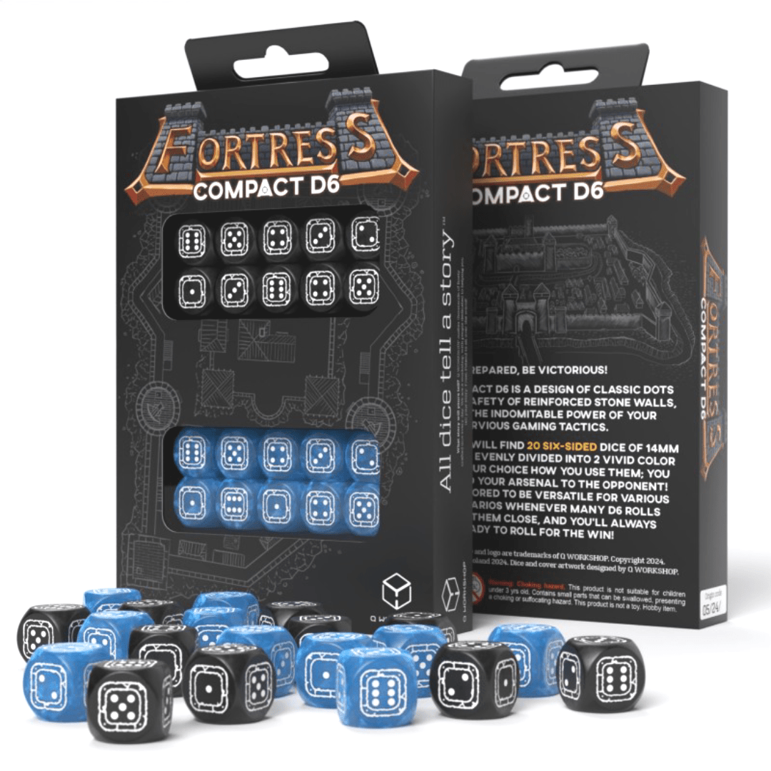 Fortress Compact D6 Black & Blue kauliukų rinkinys Q - workshop - OBUOLYS