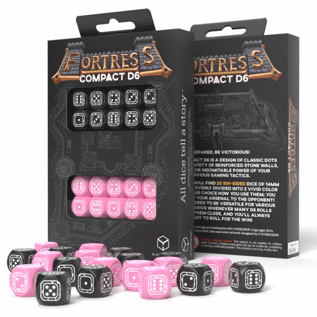 Fortress Compact D6 Black & Pink kauliukų rinkinys Q - workshop - OBUOLYS