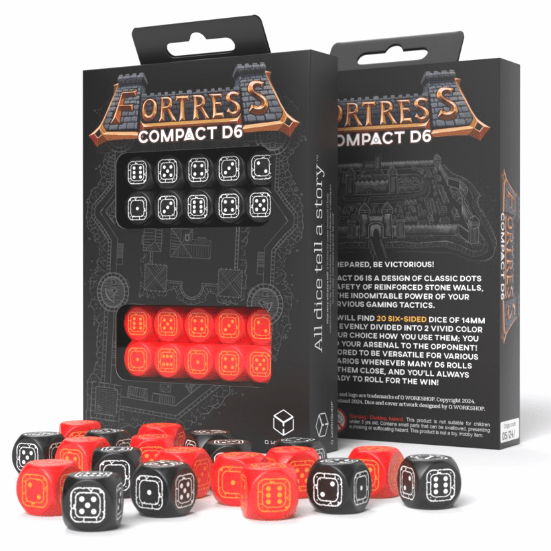 Fortress Compact D6 Black & Red kauliukų rinkinys Q - workshop - OBUOLYS