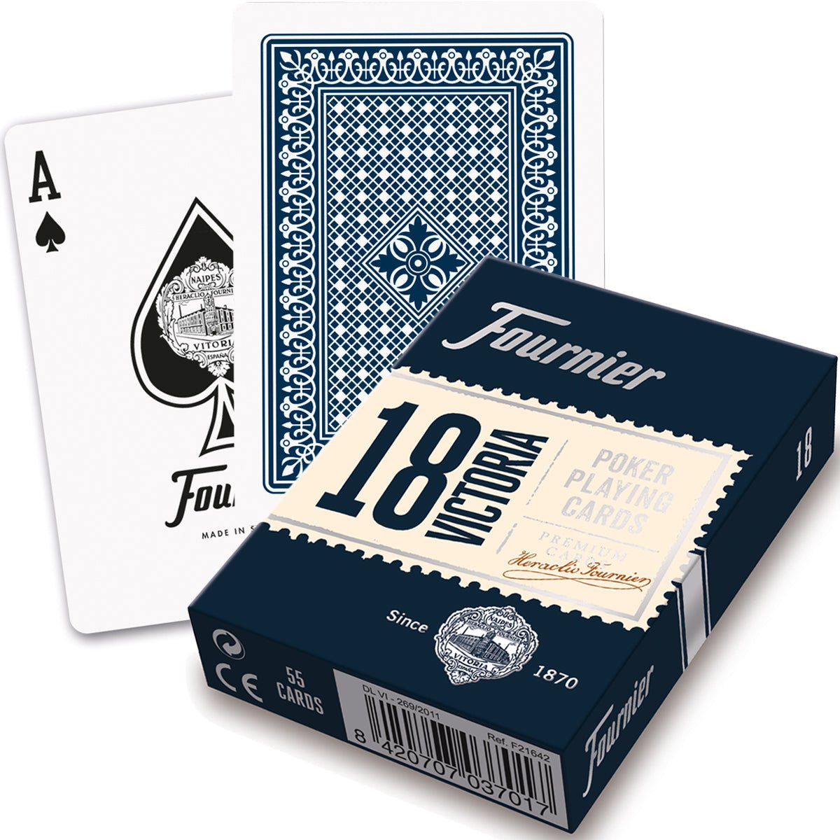 Fournier Victoria 18 pokerio kortos (Mėlyna) - OBUOLYS