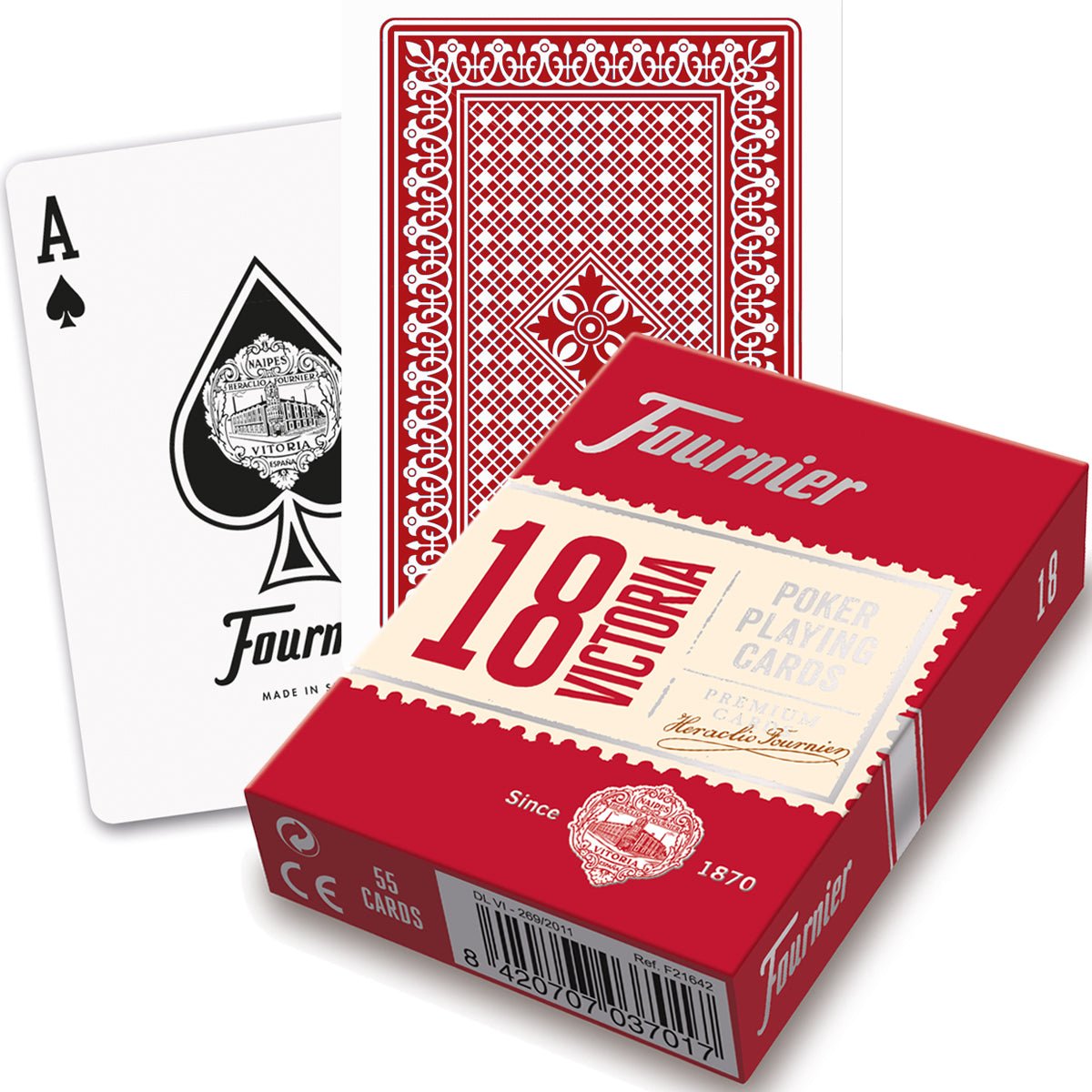 Fournier Victoria 18 pokerio kortos (Raudona) - OBUOLYS