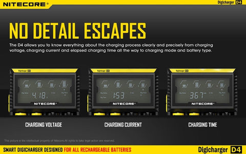 Nitecore Digicharger D4 EU Baterijų įkroviklis