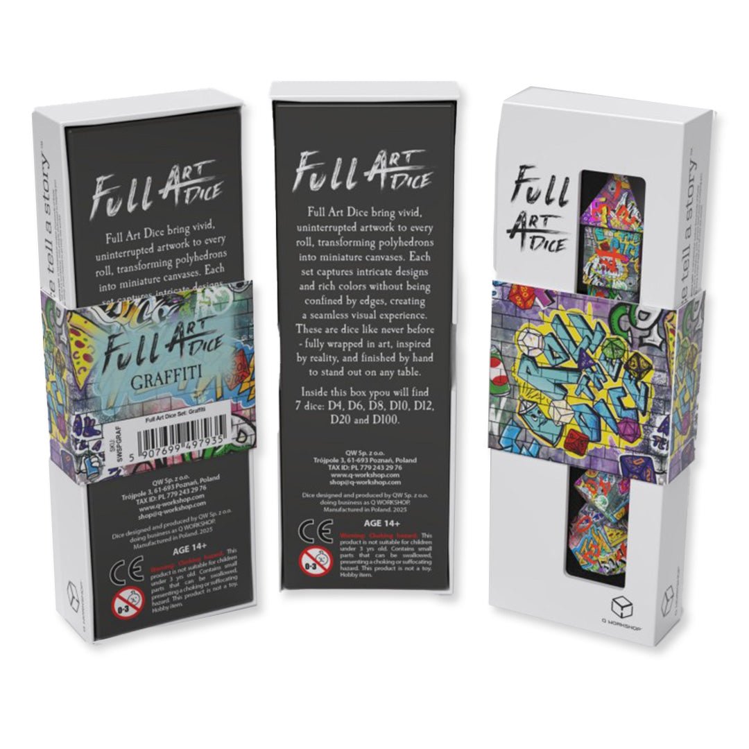 Full Art Dice™ Graffiti kauliukų rinkinys Q - WORKSHOP - OBUOLYS