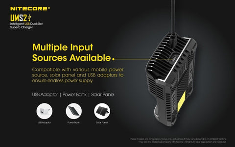 Nitecore UMS2 Intelligent USB Superb Baterijų įkroviklis
