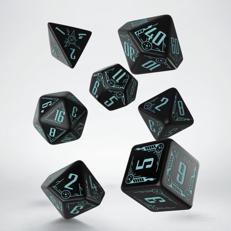 Galactic Dice RPG kauliukų rinkinys juodos ir mėlynos sp - OBUOLYS