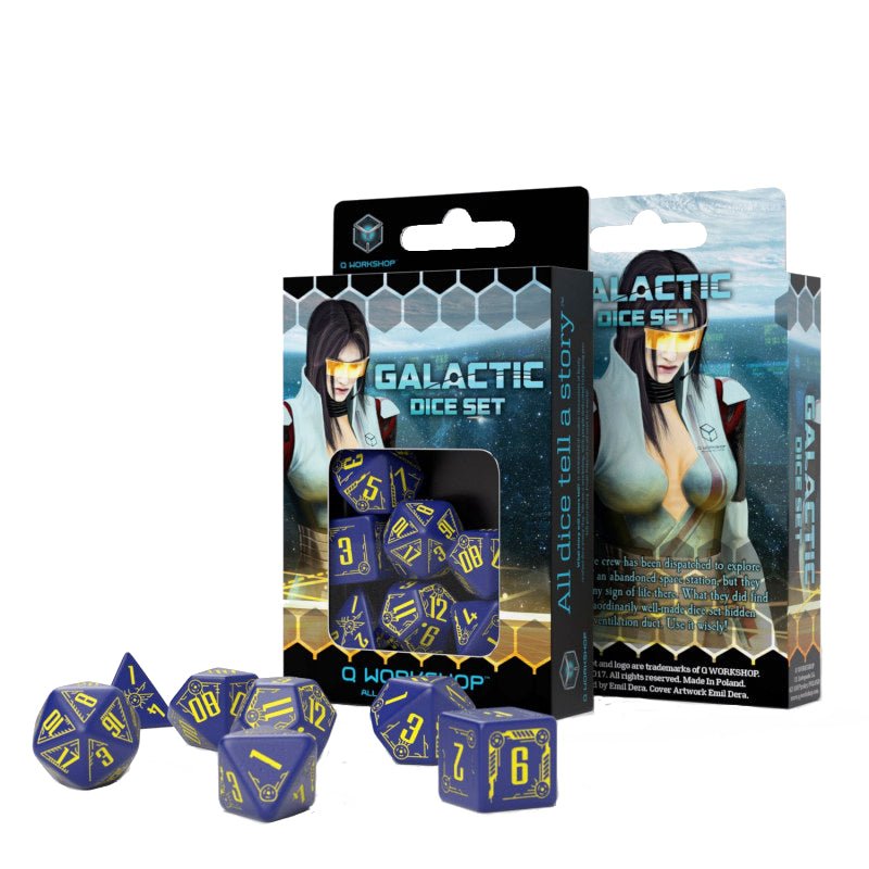 Galactic Dice RPG kauliukų rinkinys mėlynos ir geltonos sp - OBUOLYS