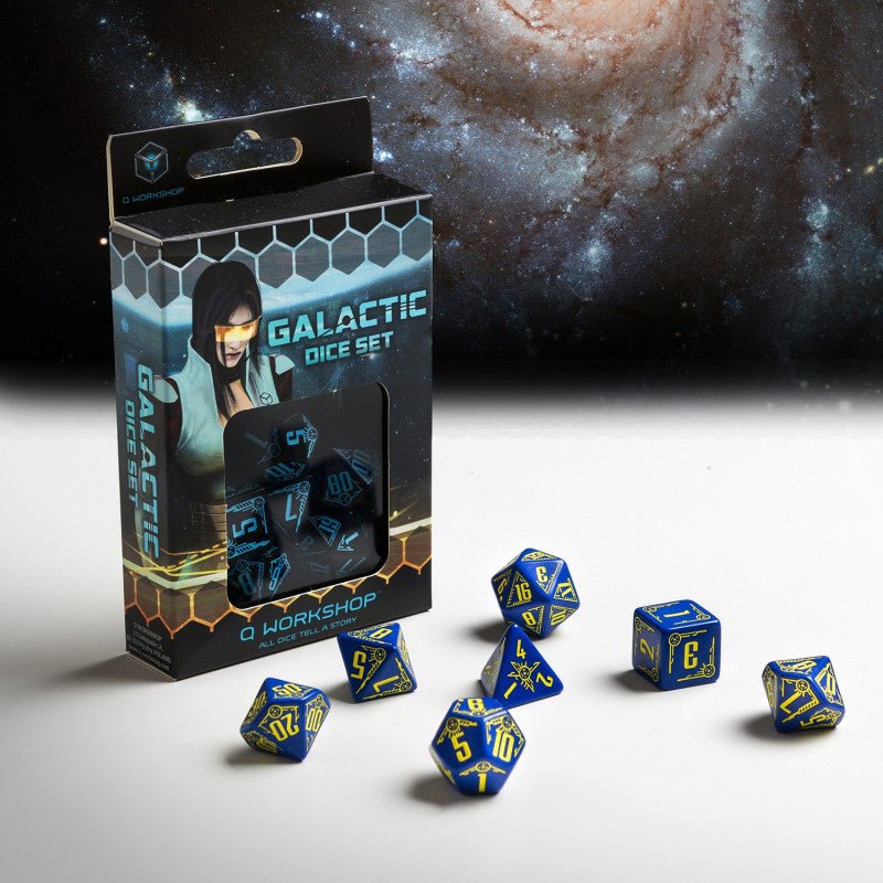 Galactic Dice RPG kauliukų rinkinys mėlynos ir geltonos sp - OBUOLYS