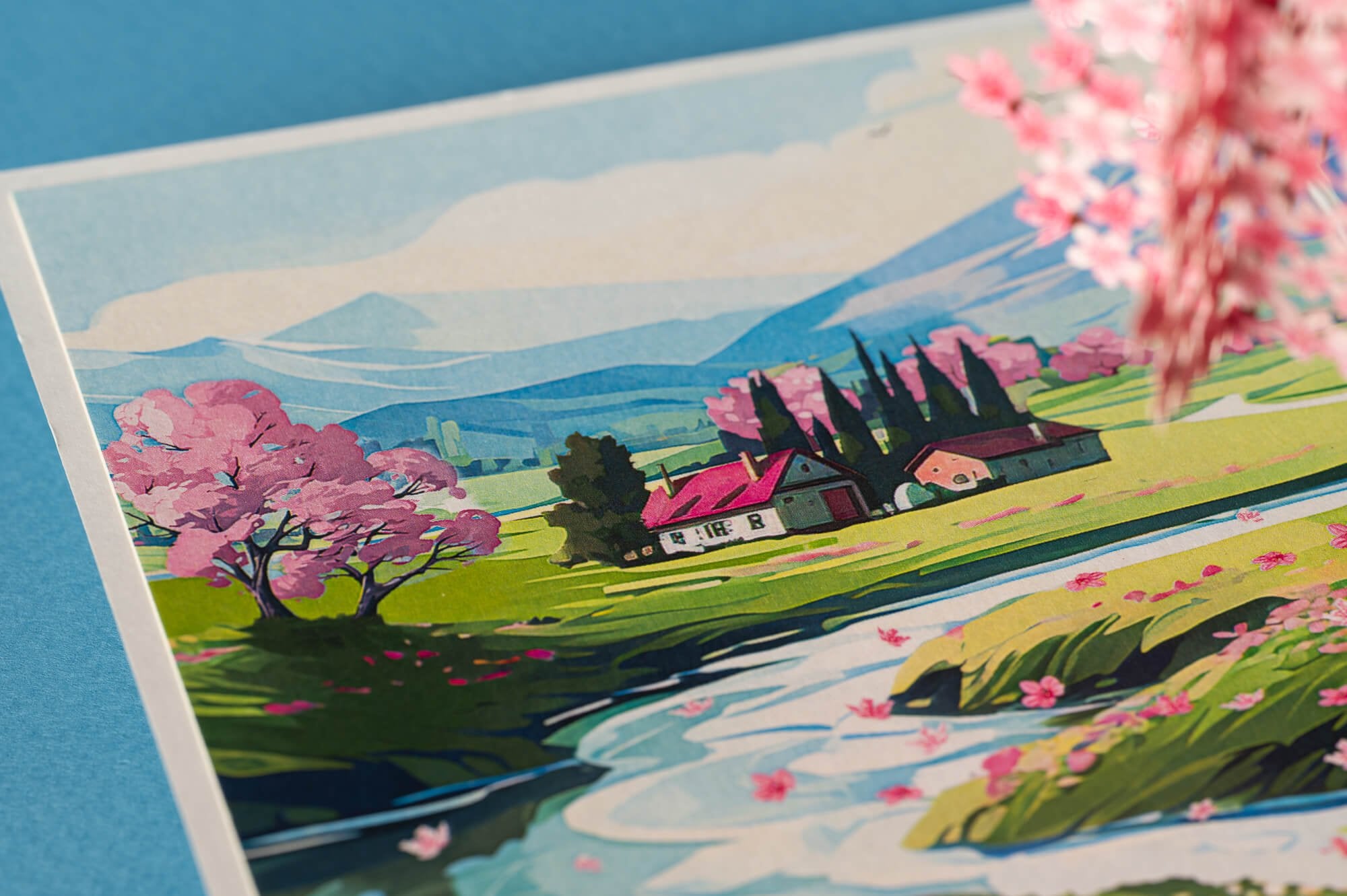 GRAŽIOJI SAKURA: išskirtinio grožio 3D pop - up atvirukas + vokas - OBUOLYS
