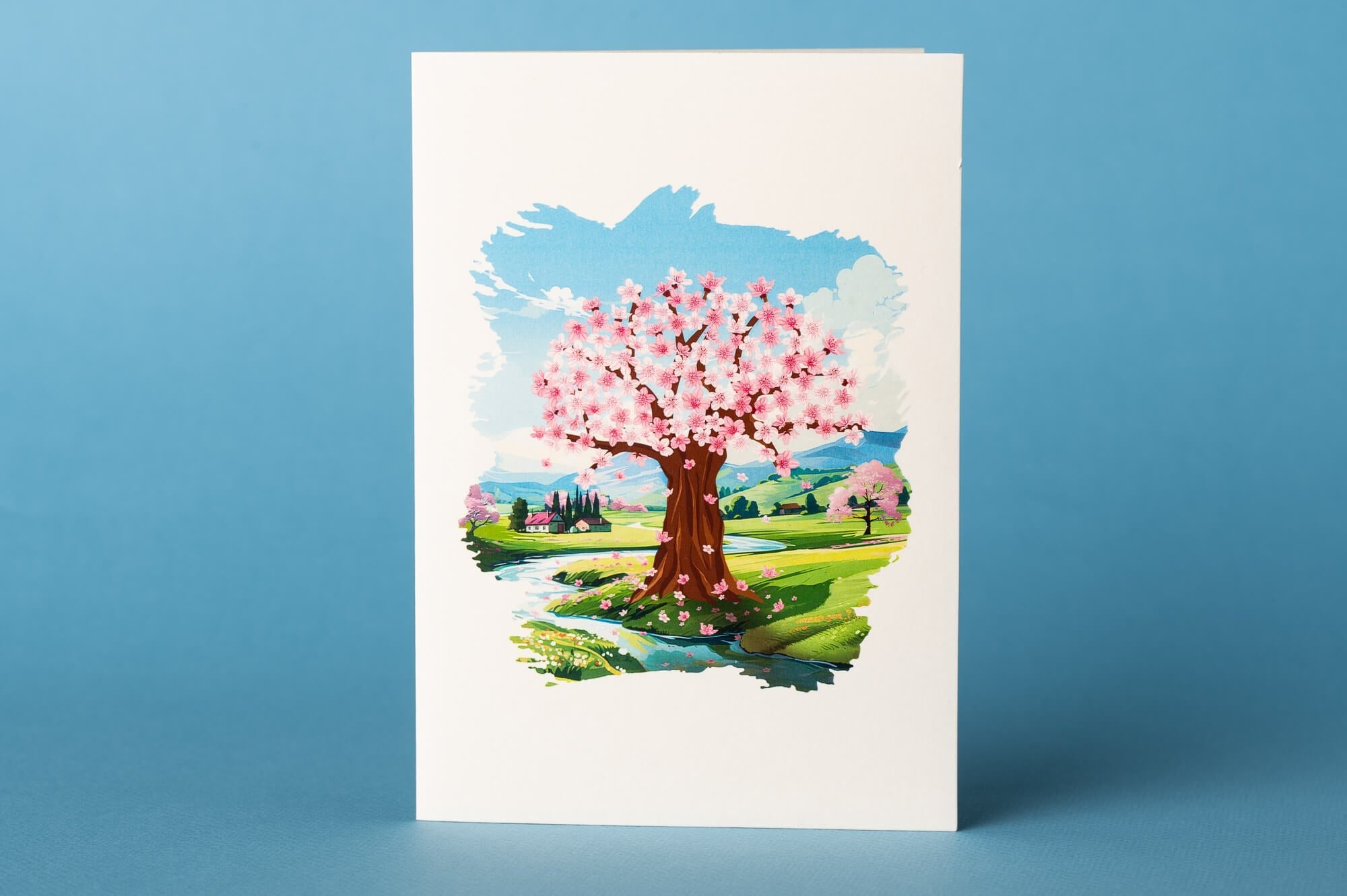 GRAŽIOJI SAKURA: išskirtinio grožio 3D pop - up atvirukas + vokas - OBUOLYS