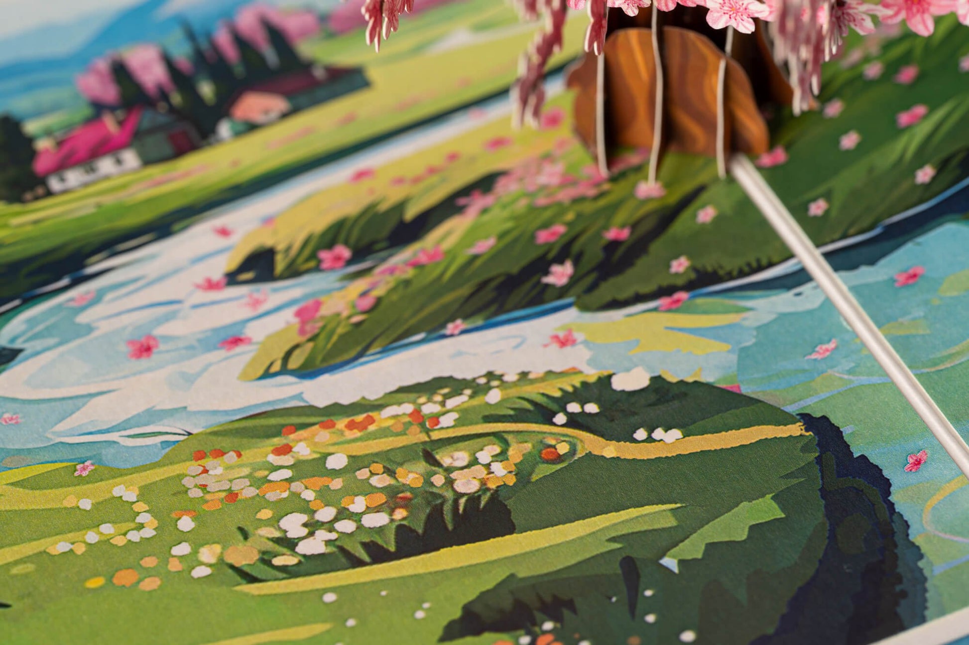 GRAŽIOJI SAKURA: išskirtinio grožio 3D pop - up atvirukas + vokas - OBUOLYS