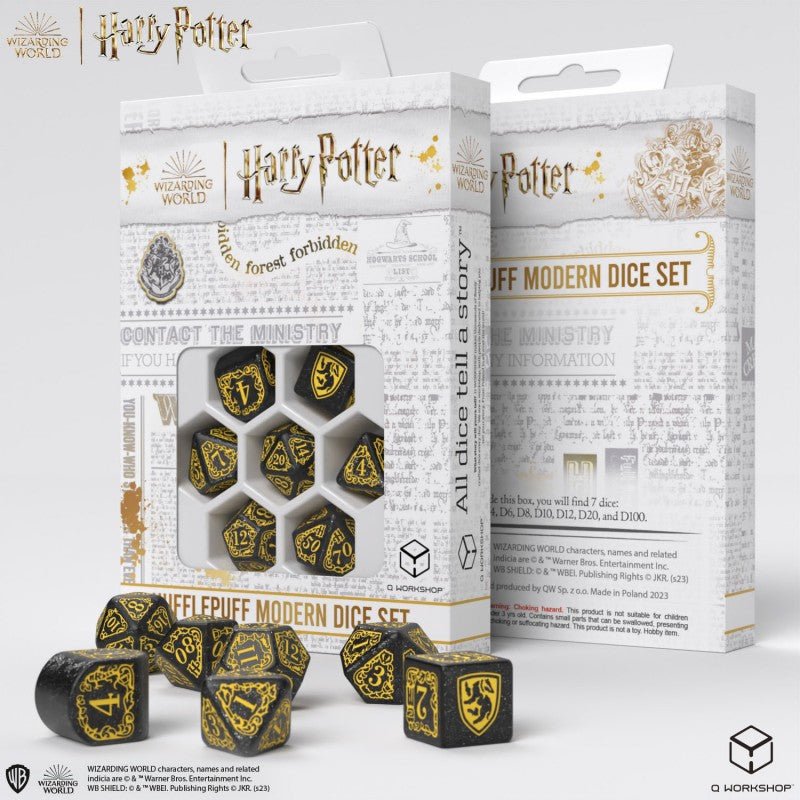 Harry Potter. Hufflepuff Modern Dice kauliukų rinkinys (juodos sp.) - OBUOLYS