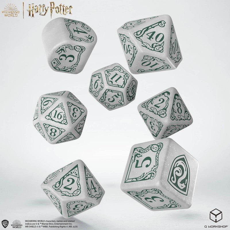 Harry Potter. Slytherin Modern Dice kauliukų rinkinys (baltos sp.) - OBUOLYS