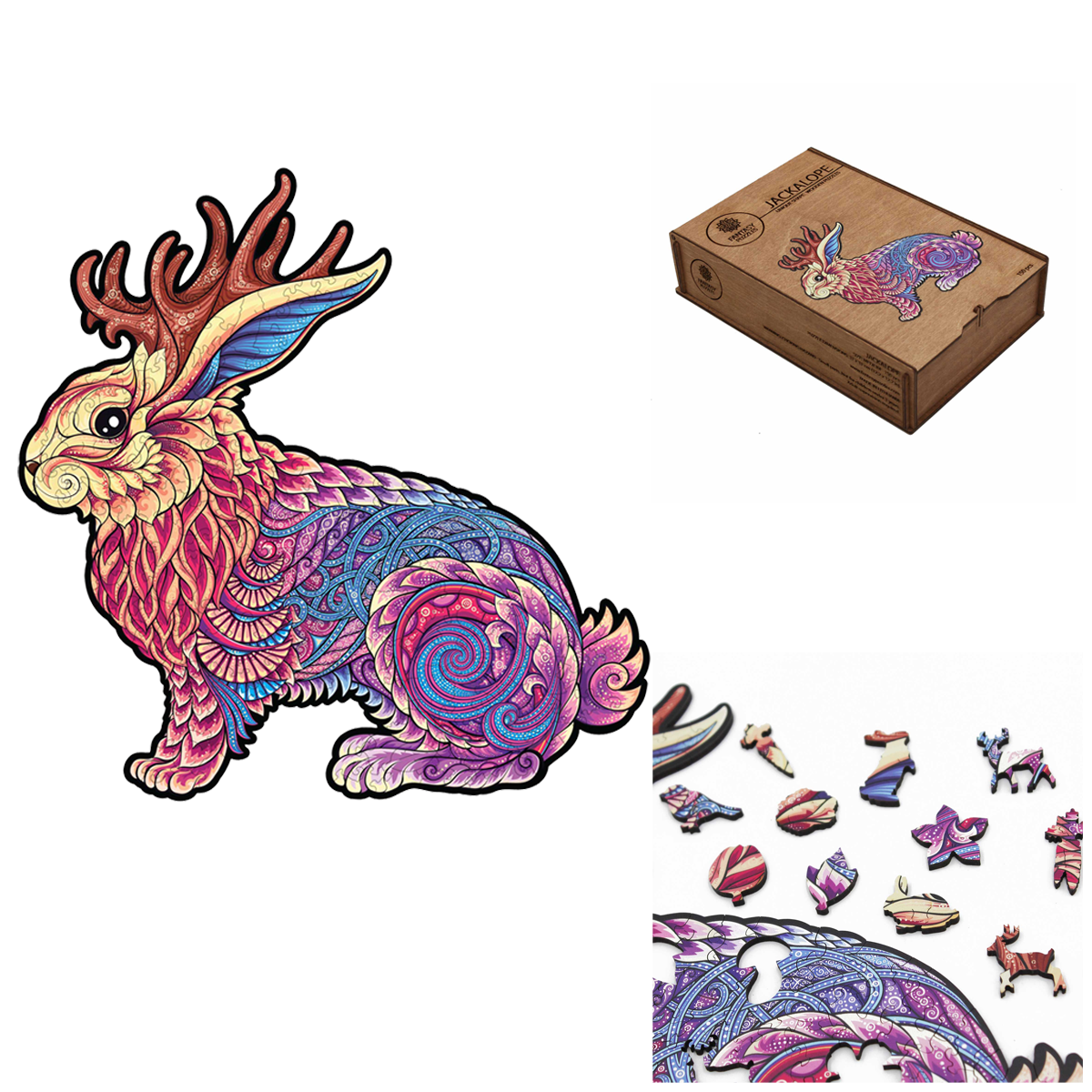 Jackalope Dėlionė Iš Medžio M Dydis (150 detalių) Fantasy Puzzles - OBUOLYS