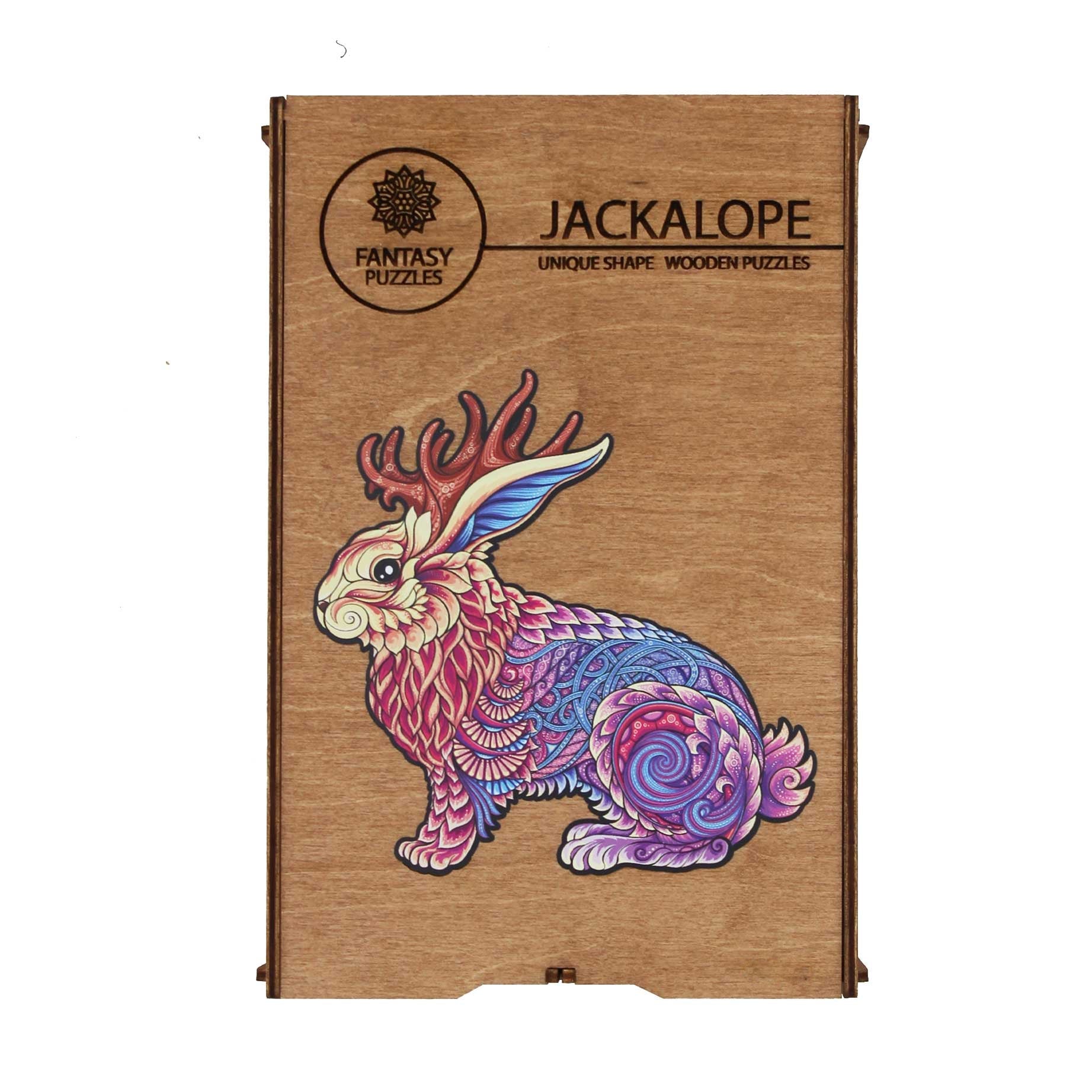 JACKALOPE DĖLIONĖ IŠ MEDŽIO XL DYDIS (600 detalių): legendinis raguotasis kiškis iš mitologijos pasaulio - OBUOLYS