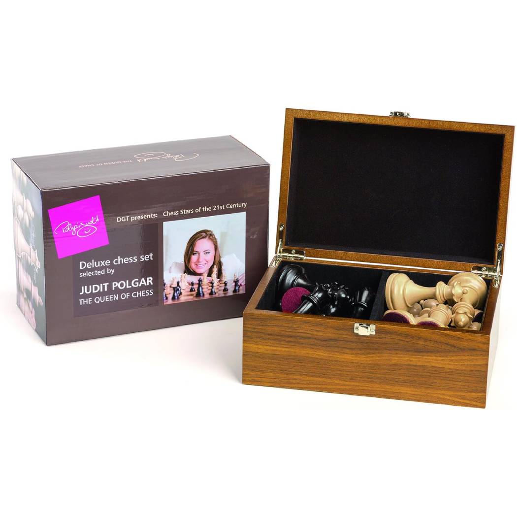 JUDIT POLGAR DELUXE ŠACHMATŲ RINKINYS: medinės figūros dėžutėje - OBUOLYS