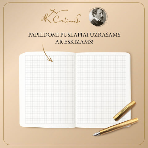 KARALIŲ PASAKA: 2026 m. darbo kalendorius su M. K. Čiurlionio paveikslu (minkštais viršeliais) + galimybė personalizuoti - OBUOLYS