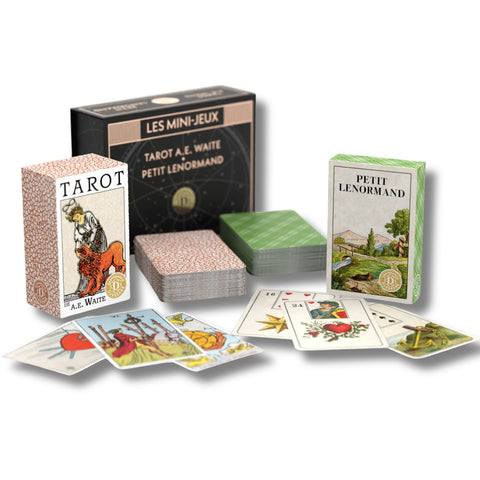 Les Mini-jeux rinkinys - Tarot A.E. Waite & Petit Lenormand (Prancūzų k.) Cartamundi Cartomancie Dusserre
