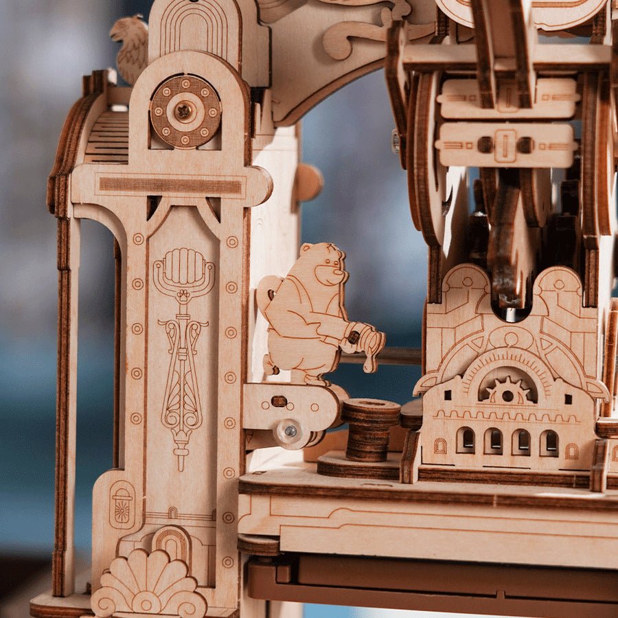 KLASIKINĖ SPAUSTUVĖ: 3D medinė dėlionė – miniatiūrinė spausdinimo mašina - OBUOLYS