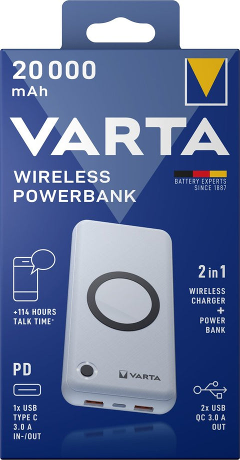 Varta Wireless Power bank-charger Energy 20000mAh 57909 išorinė baterija (powerbank)-pakrovėjas
