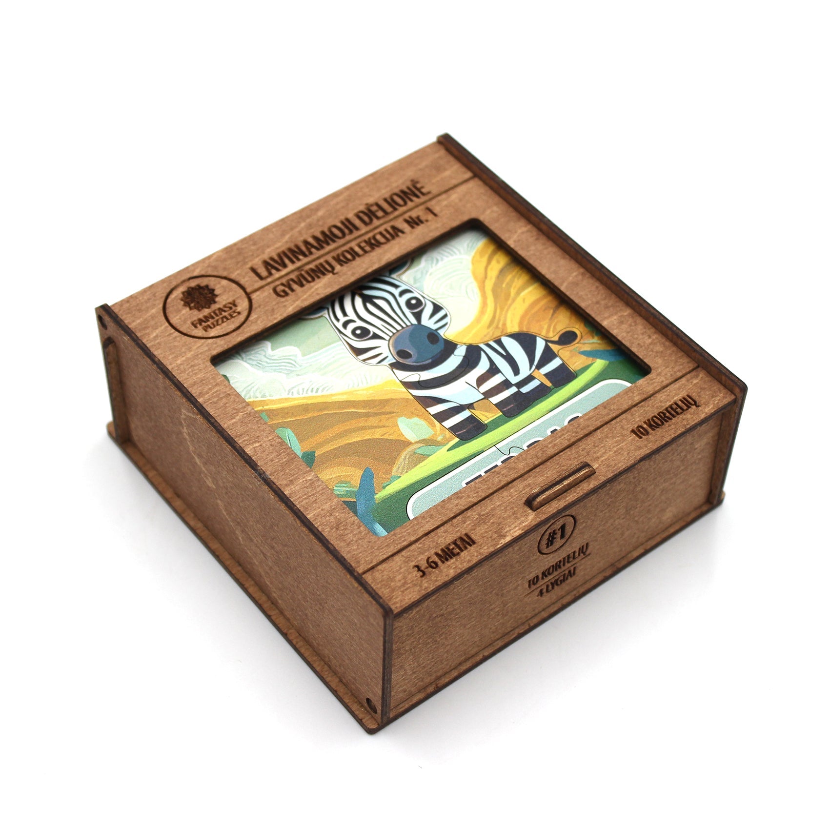 Lavinamoji Dėlionė Iš Medžio (Gyvūnų kolekcija nr. 1) (LT) Fantasy Puzzles - OBUOLYS