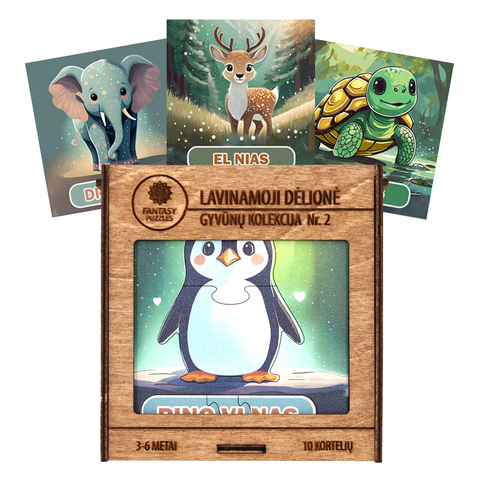 Lavinamoji Dėlionė Iš Medžio (Gyvūnų kolekcija nr. 2) (LT) Fantasy Puzzles - OBUOLYS
