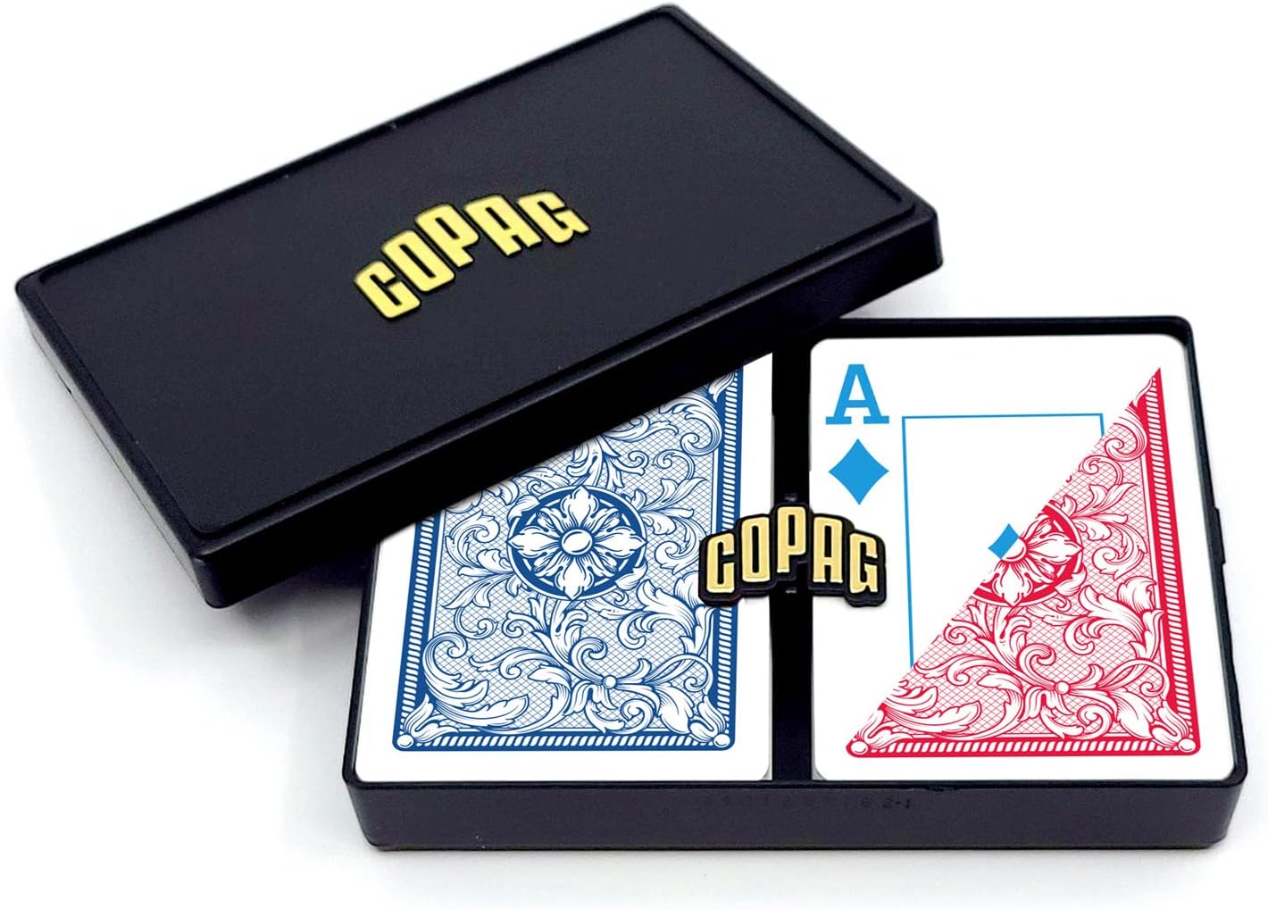 Legacy 4 Colors Poker size žaidimo kortos dviguba kaladė (raudonos ir mėlynos) Copag - OBUOLYS