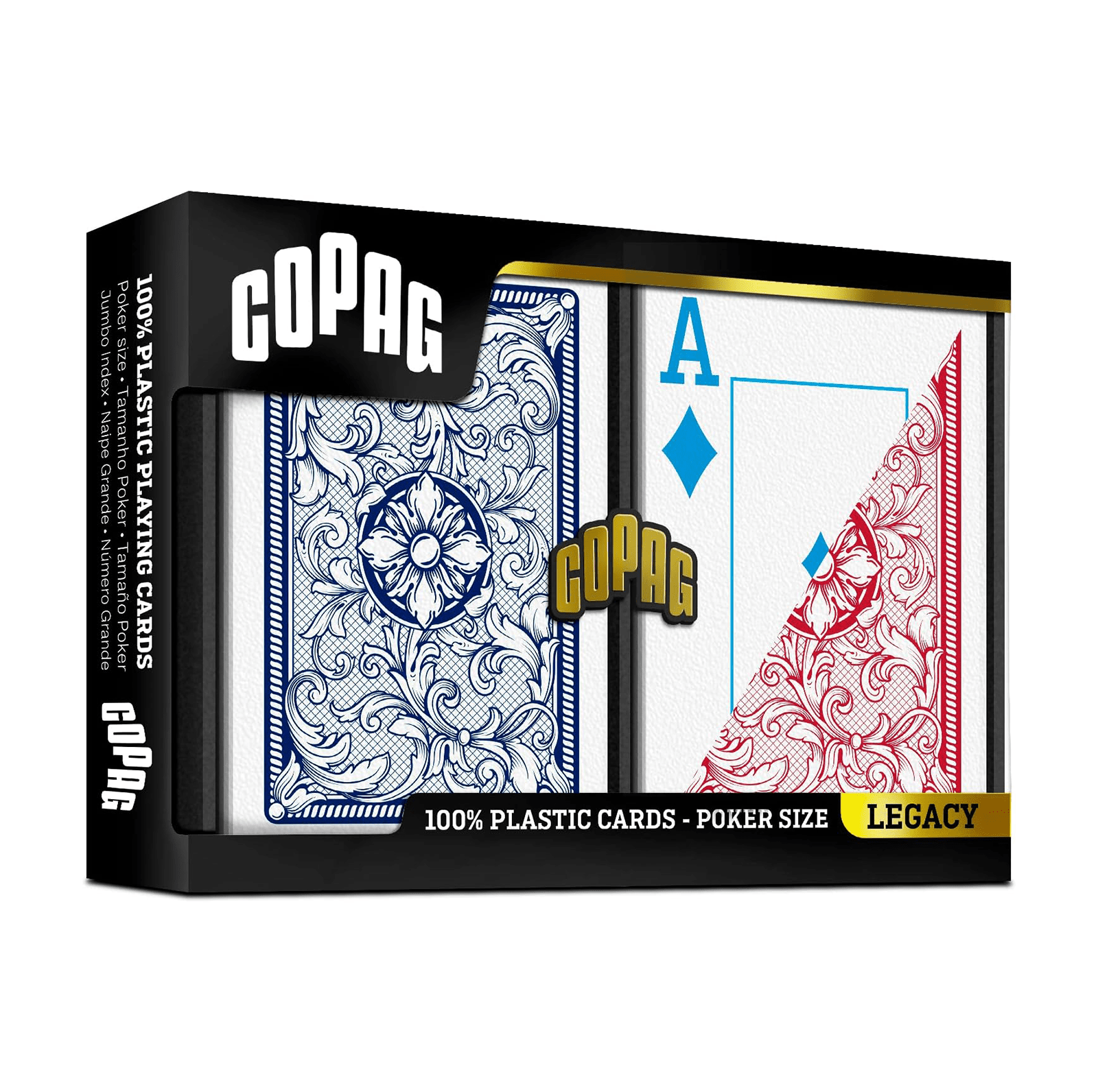 Legacy 4 Colors Poker size žaidimo kortos dviguba kaladė (raudonos ir mėlynos) Copag - OBUOLYS