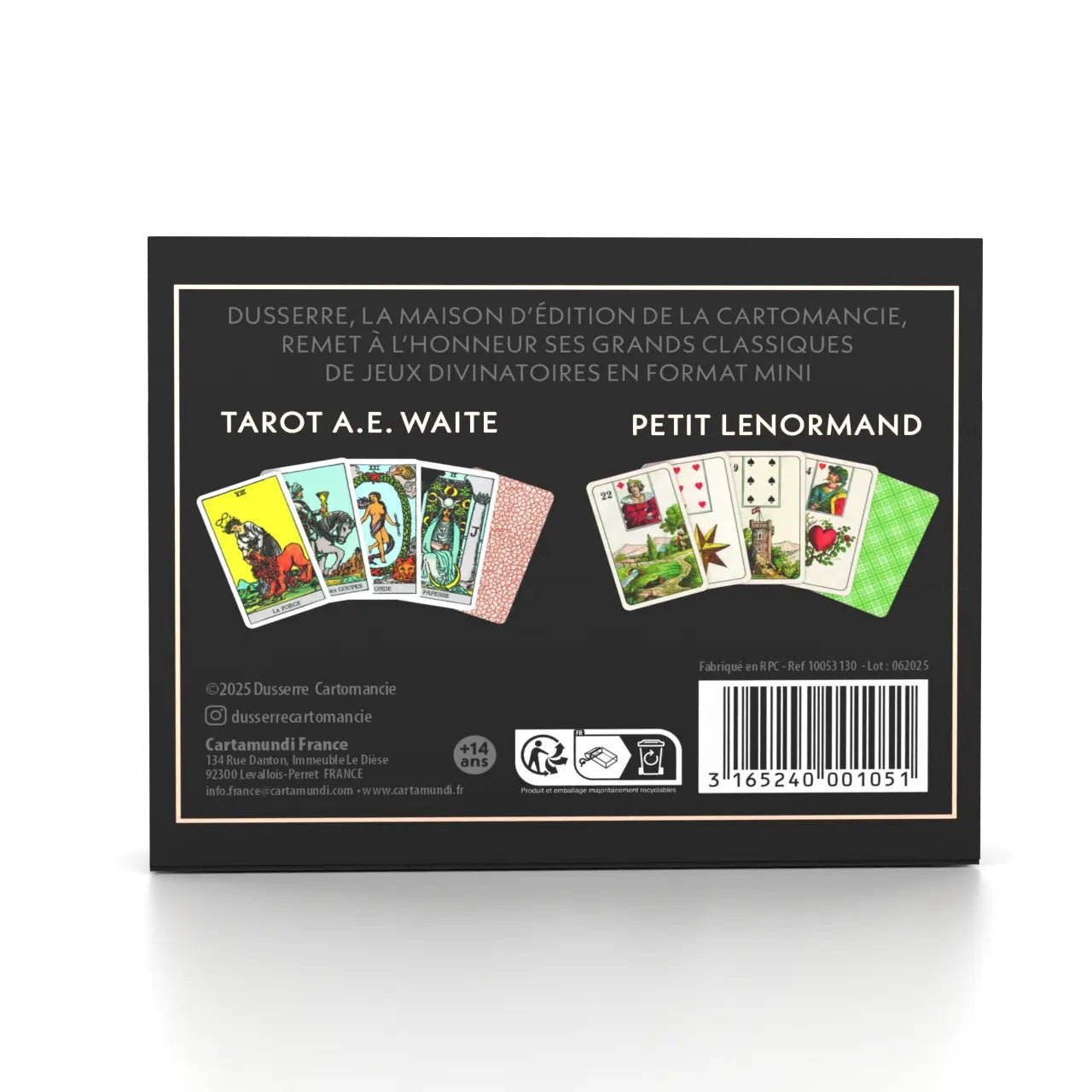 Les Mini - jeux rinkinys - Tarot A.E. Waite & Petit Lenormand (Prancūzų k.) Cartamundi Cartomancie Dusserre - OBUOLYS