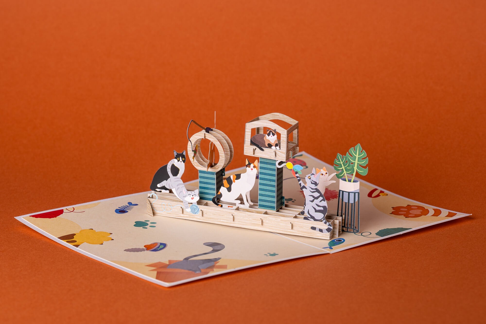 LINKSMIEJI KAČIUKAI: išskirtinio grožio 3D pop - up atvirukas + vokas - OBUOLYS