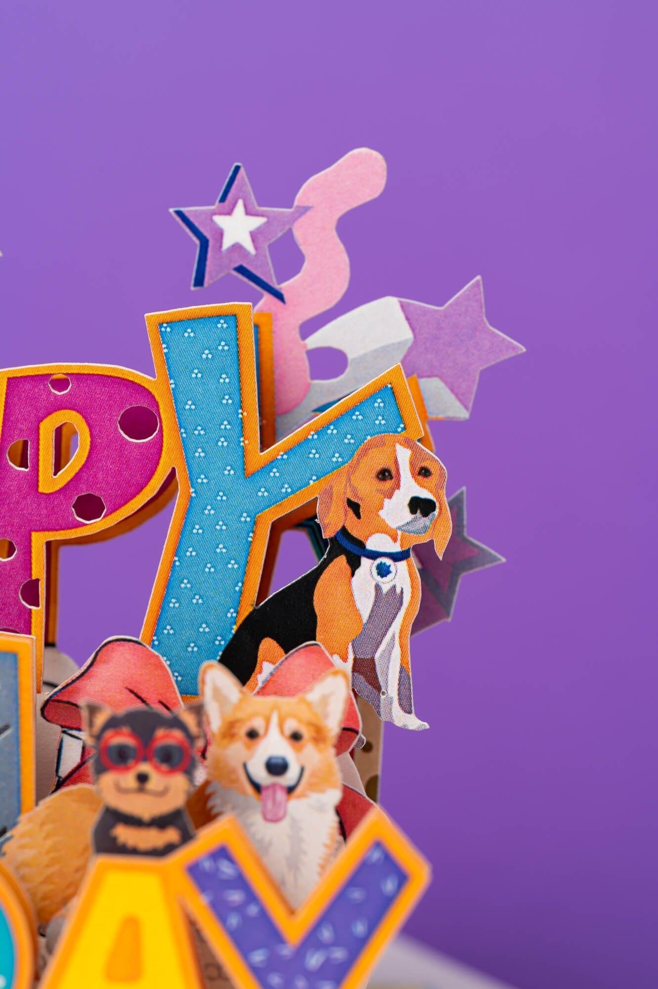 LINKSMIEJI ŠUNIUKAI: išskirtinio grožio 3D pop - up atvirukas + vokas - OBUOLYS