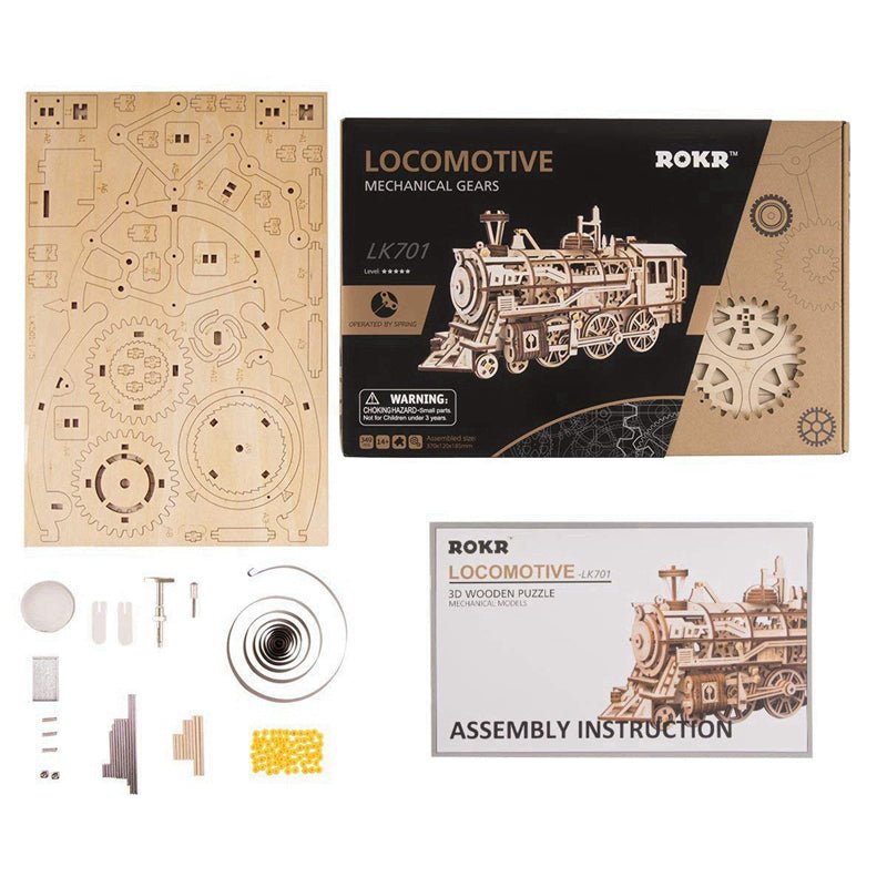 LOKOMOTYVAS: 3D medinė dėlionė mechanikos entuziastams - OBUOLYS