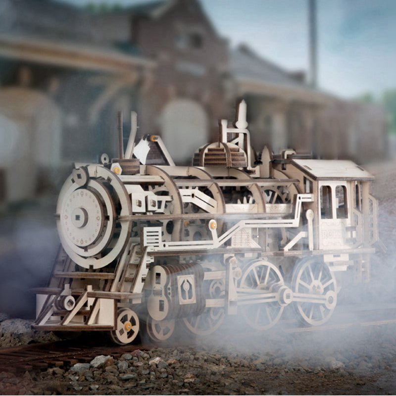 LOKOMOTYVAS: 3D medinė dėlionė mechanikos entuziastams - OBUOLYS