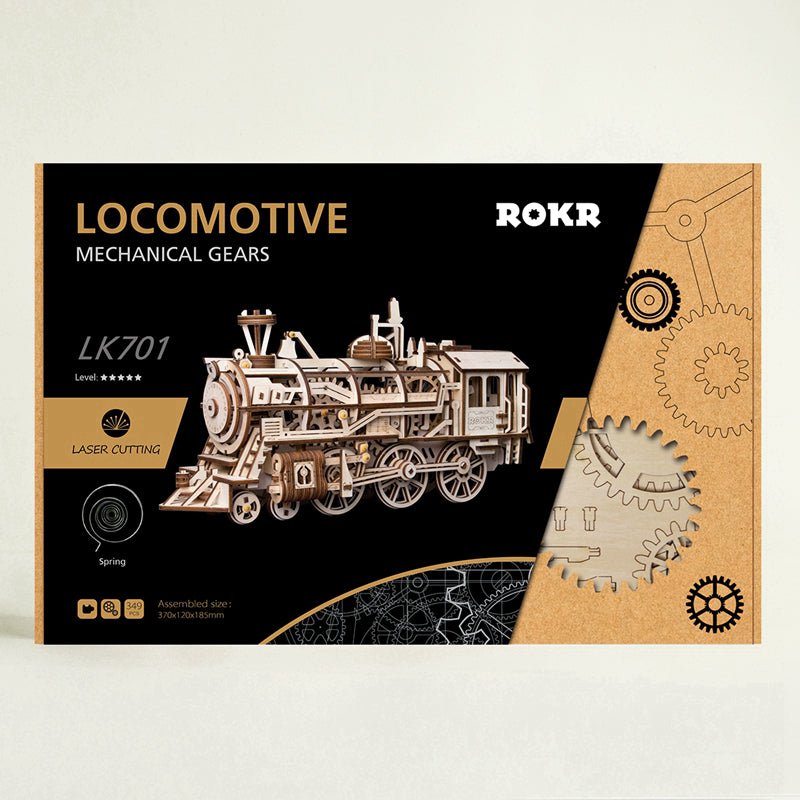 LOKOMOTYVAS: 3D medinė dėlionė mechanikos entuziastams - OBUOLYS