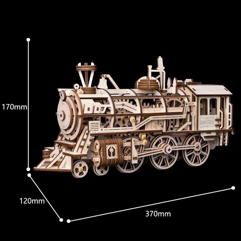 LOKOMOTYVAS: 3D medinė dėlionė mechanikos entuziastams - OBUOLYS