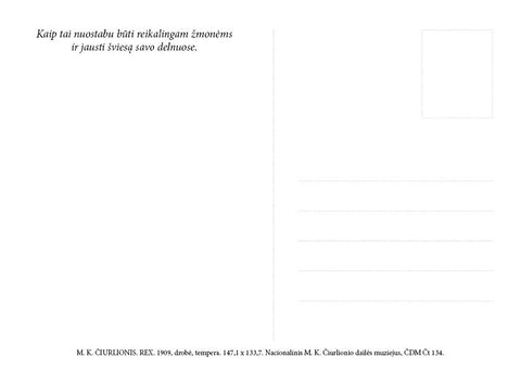 M. K. ČIURLIONIO ATVIRUKAS: meninis atvirukas „REX“ su citata - OBUOLYS
