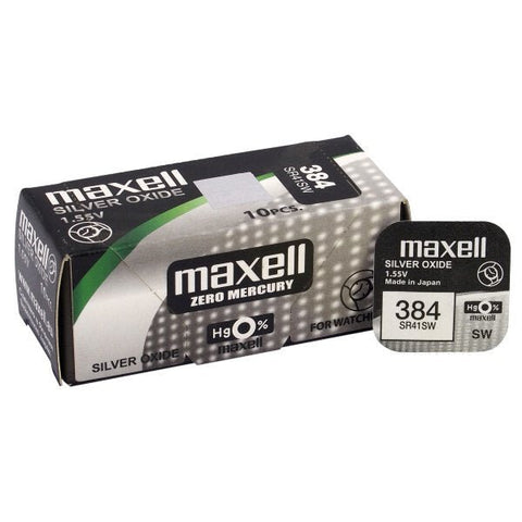 Maxell 384 (SR41SW, 392) baterijos 10 vnt. - OBUOLYS