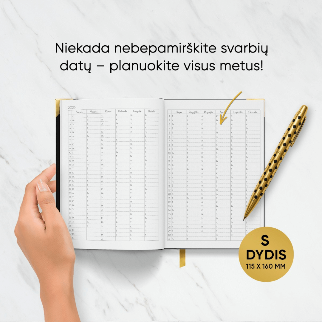 MAŽA JUODA 2026 M. DARBO KNYGA (S dydis) (Knygos su defektais) - OBUOLYS