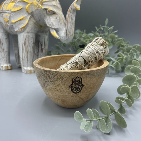 Medinis smilkalų ir ritualų dubenėlis – Hamsa Ancient Wisdom (12x7) - OBUOLYS