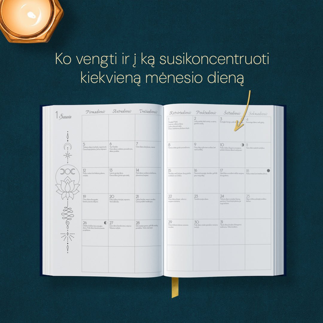 Mėnulio raganos almanachas 2026 – ritualai, burtai ir mėnulio kalendorius - OBUOLYS