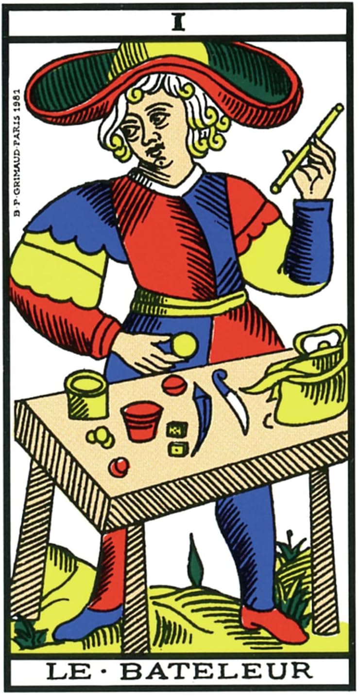 Mini Tarot de Marseille Kortos Prancūzų Kalba Grimaud Cartomancie - OBUOLYS
