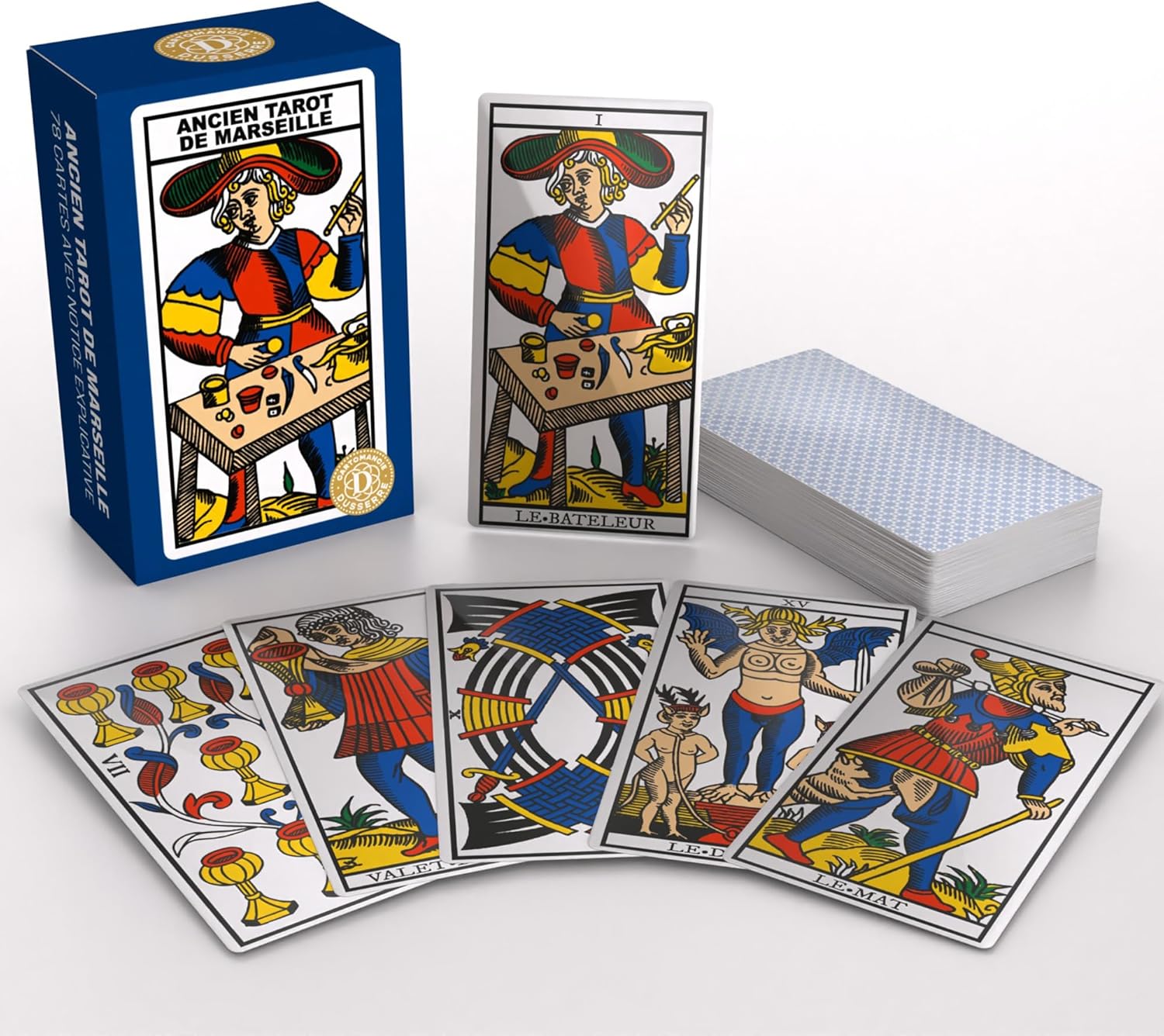Mini Tarot de Marseille Kortos Prancūzų Kalba Grimaud Cartomancie - OBUOLYS