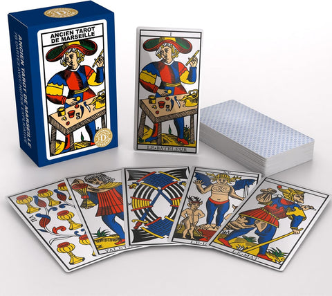 Mini Tarot de Marseille Kortos Prancūzų Kalba Grimaud Cartomancie - OBUOLYS