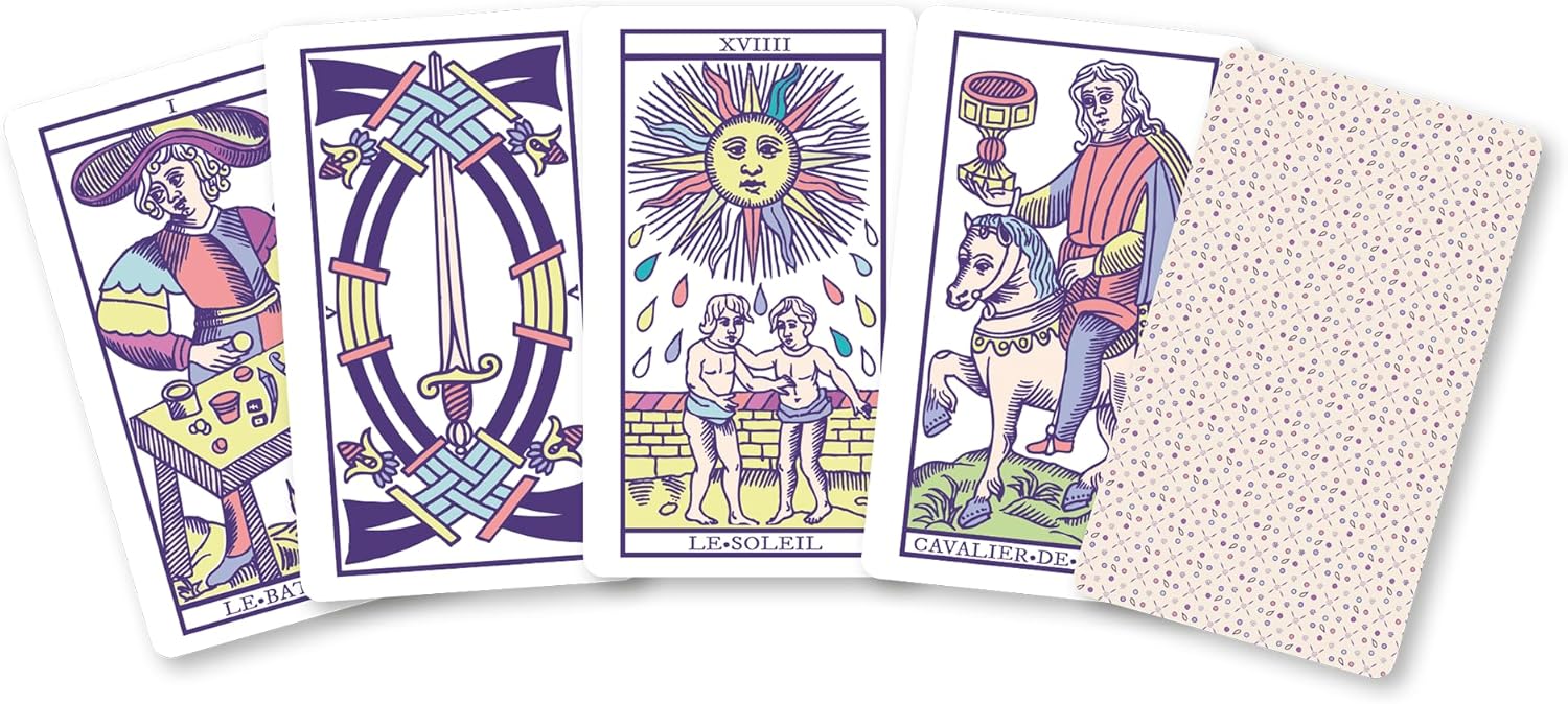 Minis Jeux Tarot de Marseille kortos prancūzų kalba Grimaud Cartomancie - OBUOLYS