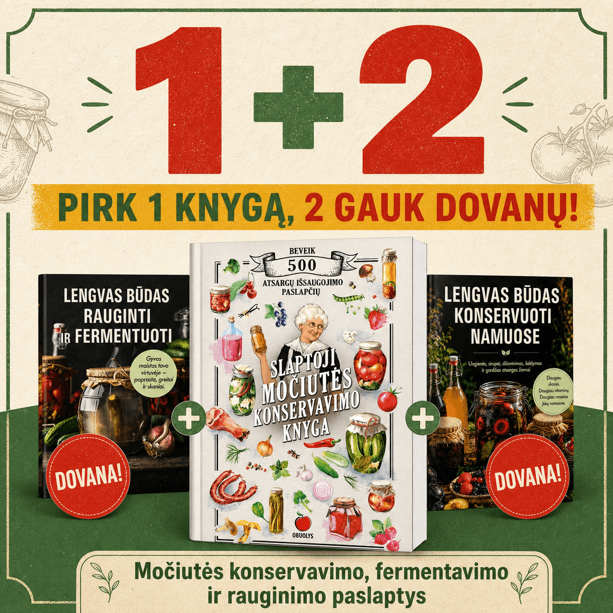 Močiutės konservavimo, rauginimo ir fermentavimo paslaptys – 3 knygų rinkinys - OBUOLYS