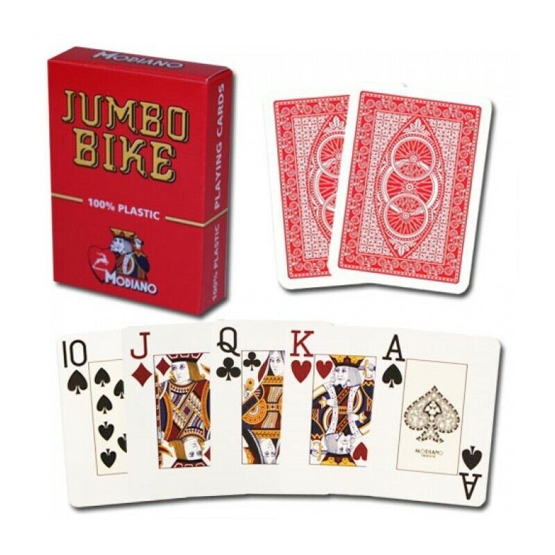Modiano Jumbo Bike Trophy Playing kortos (raudonos) - OBUOLYS